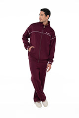 SWEATER MOCK NECK MASCULINO TRACCIA VINOTINTO/CREMA CLEMONT - Clemont Oficial
