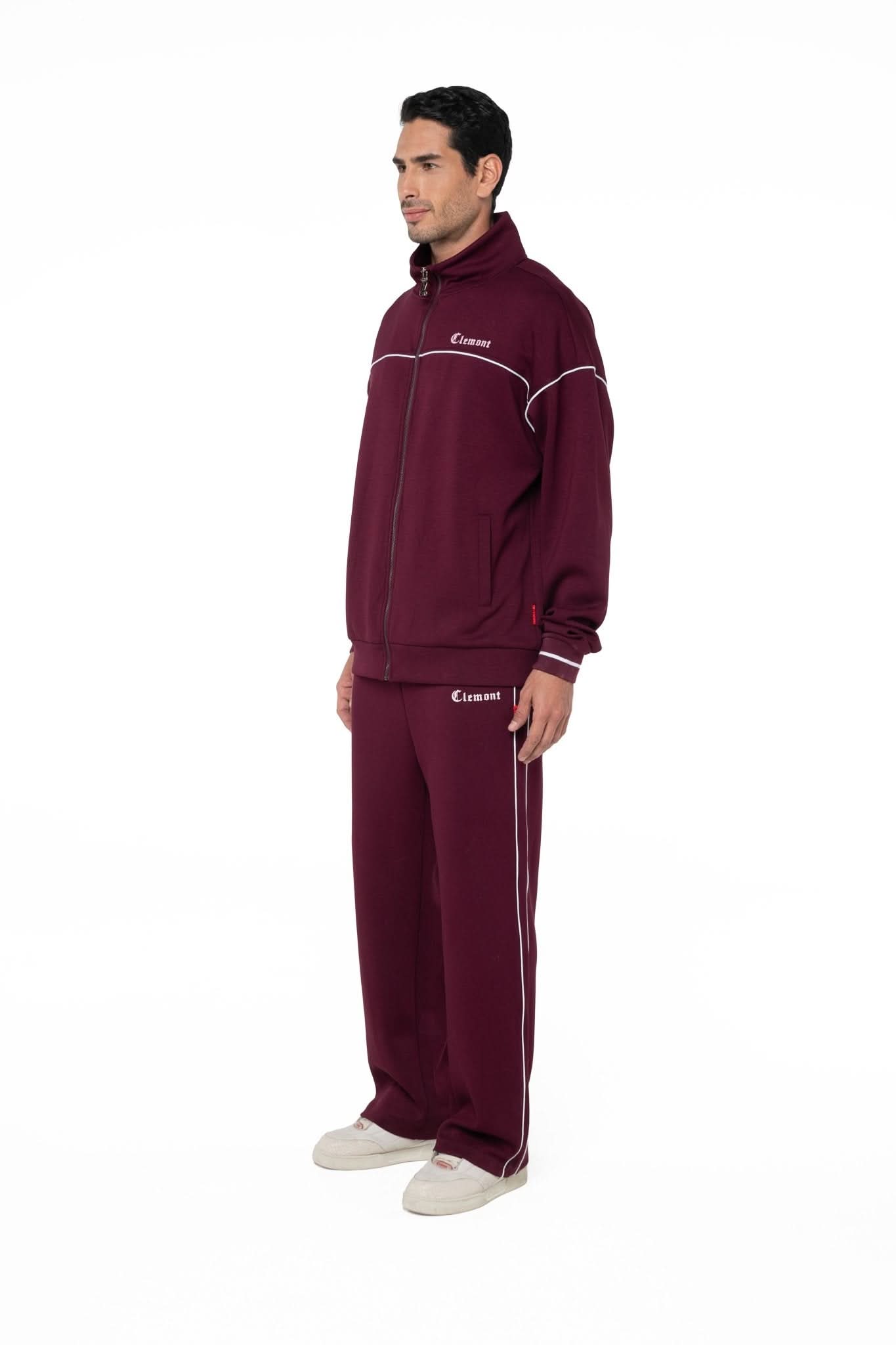 SWEATER MOCK NECK MASCULINO TRACCIA VINOTINTO/CREMA CLEMONT - Clemont Oficial