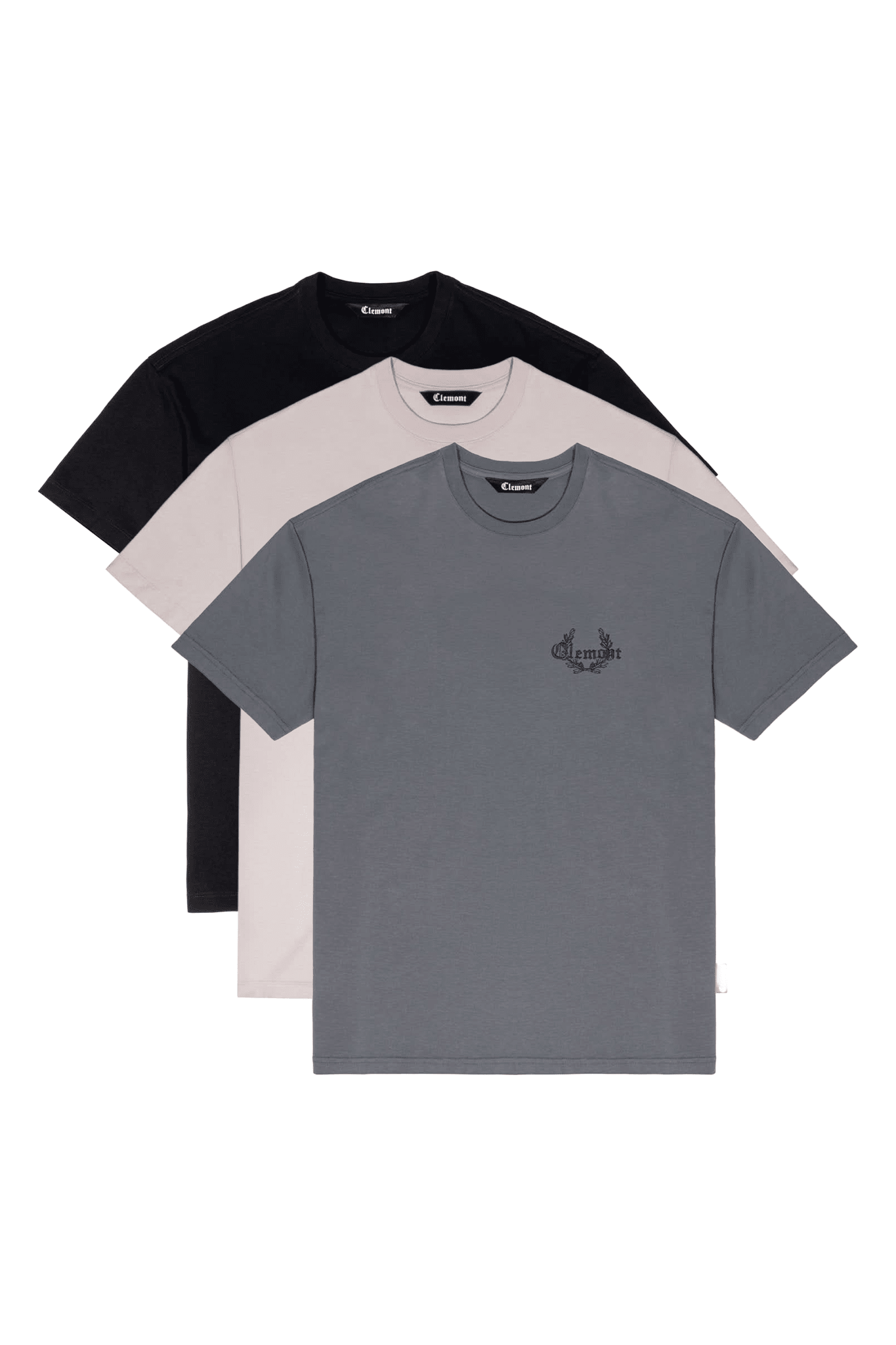 THREE PACK MENS T - SHIRTS PERICOLO NEGRO SILVER DARK GRAY CLEMONT - Clemont Oficial