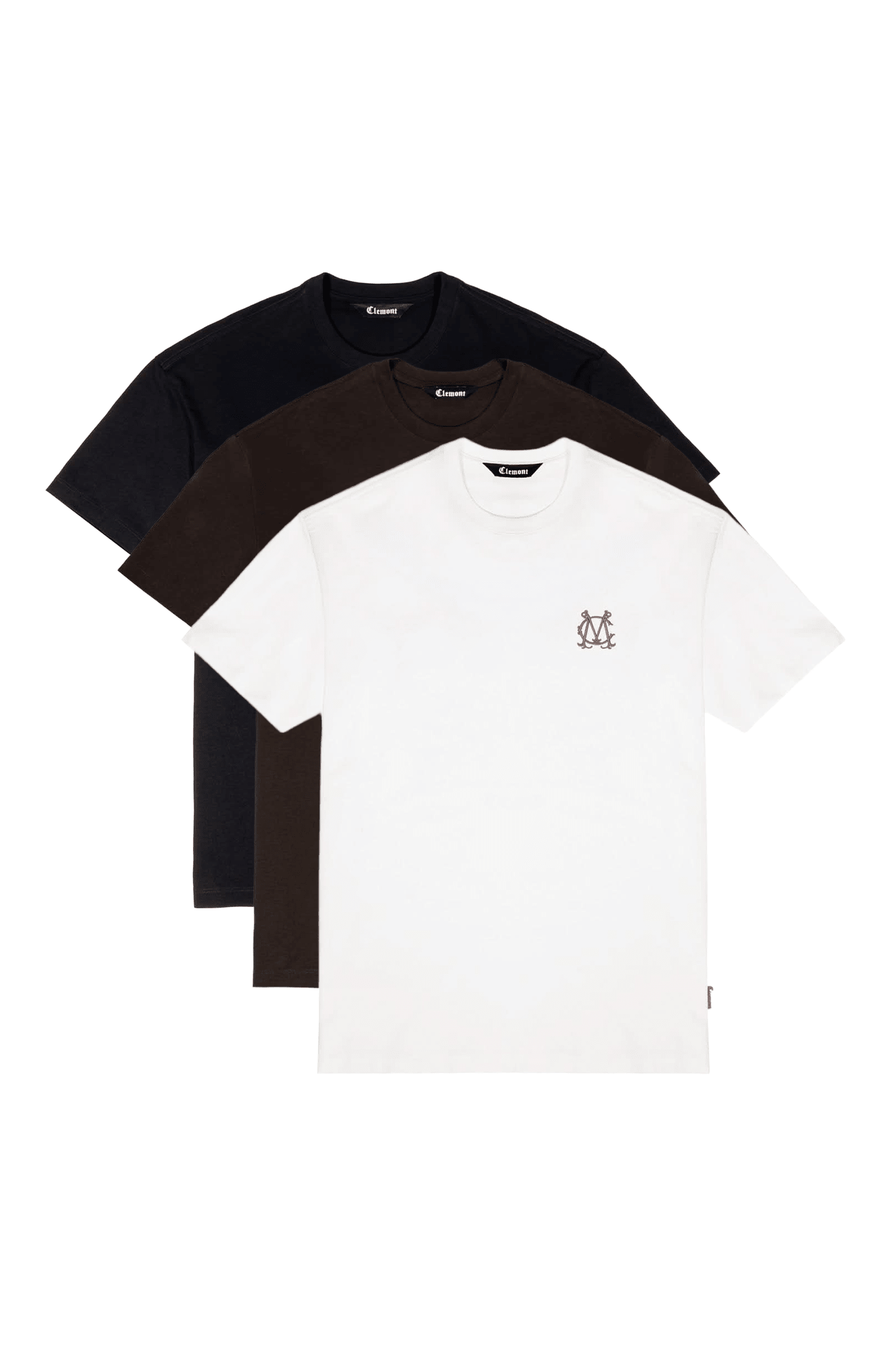 THREE PACK T - SHIRT MASCULINO INTIMITA NEGRO/CREMA/MOCCA CLEMONT - Clemont Oficial