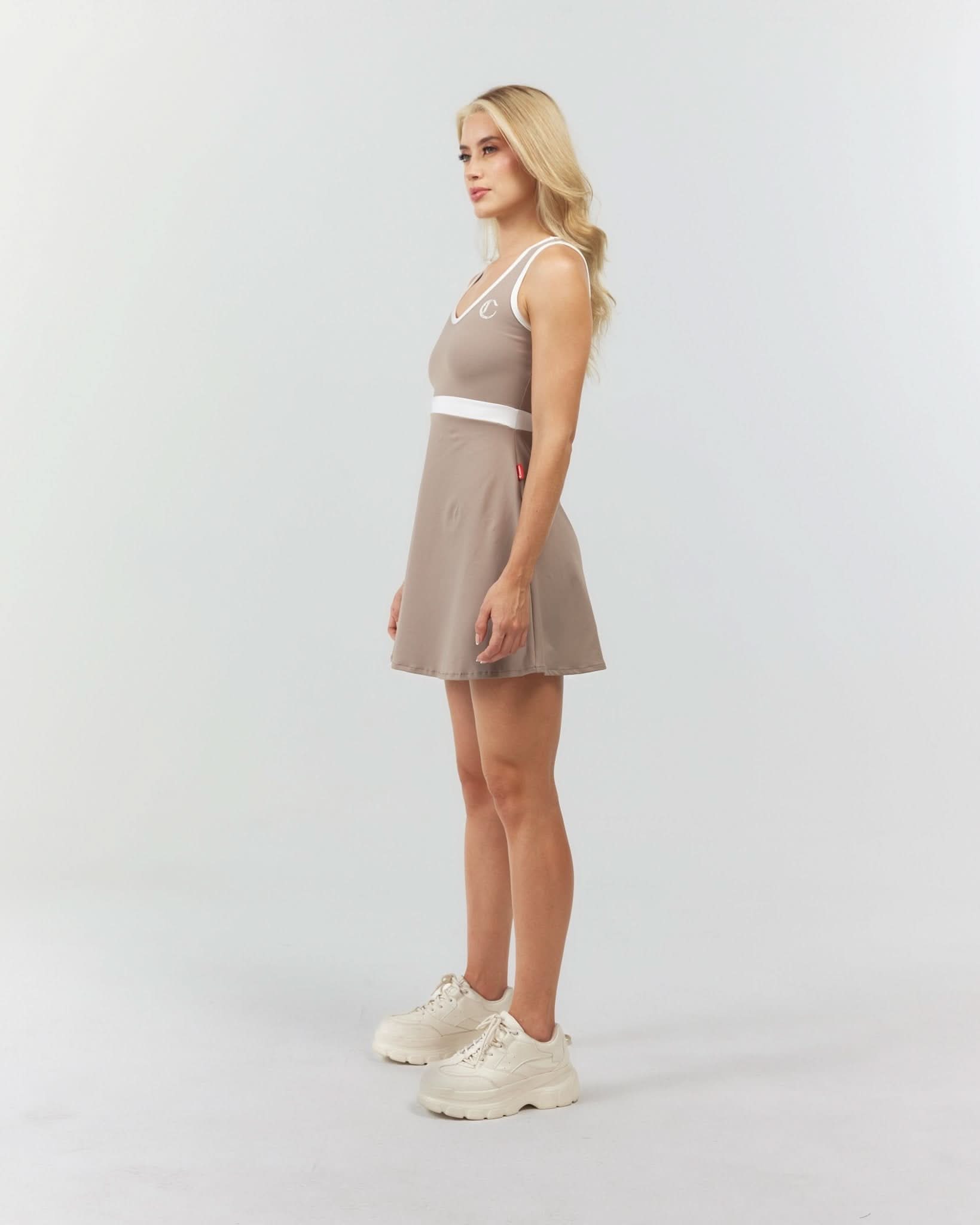 VESTIDO MUJER OPULENTIA TAUPE/CREAM CLEMONT - CLEMONT.CO S.A.S.